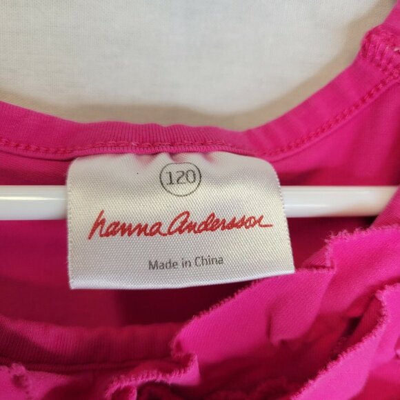 Hanna Andersson Girl's Size 120 Dress Short Sleeve Ruffle Trim Pink - Picture 5 of 7